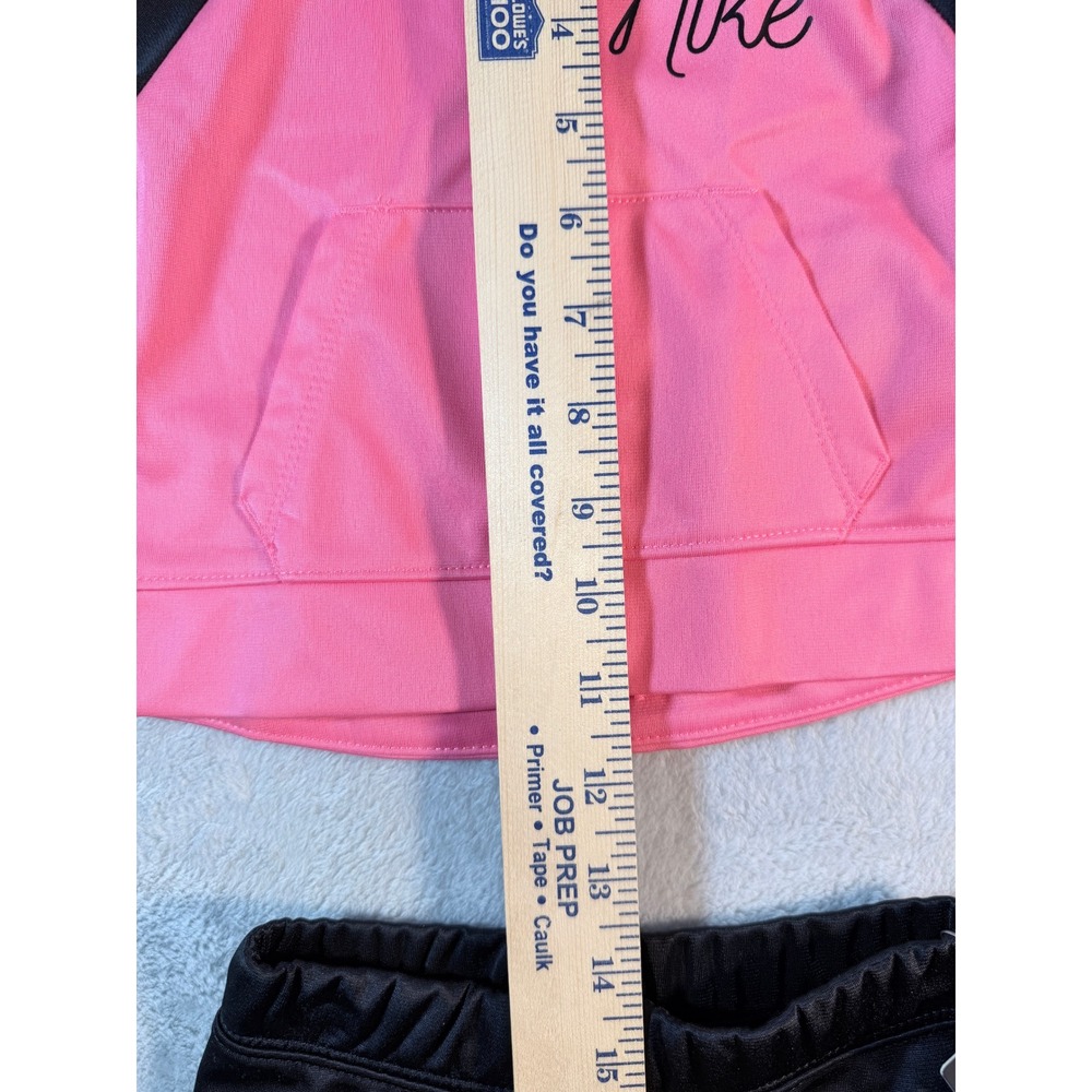 Nike Girls Pink Black‎ 2 Piece Tracksuit Set Full Zip Jacket Pants Size 12M NWT - Picture 4 of 16